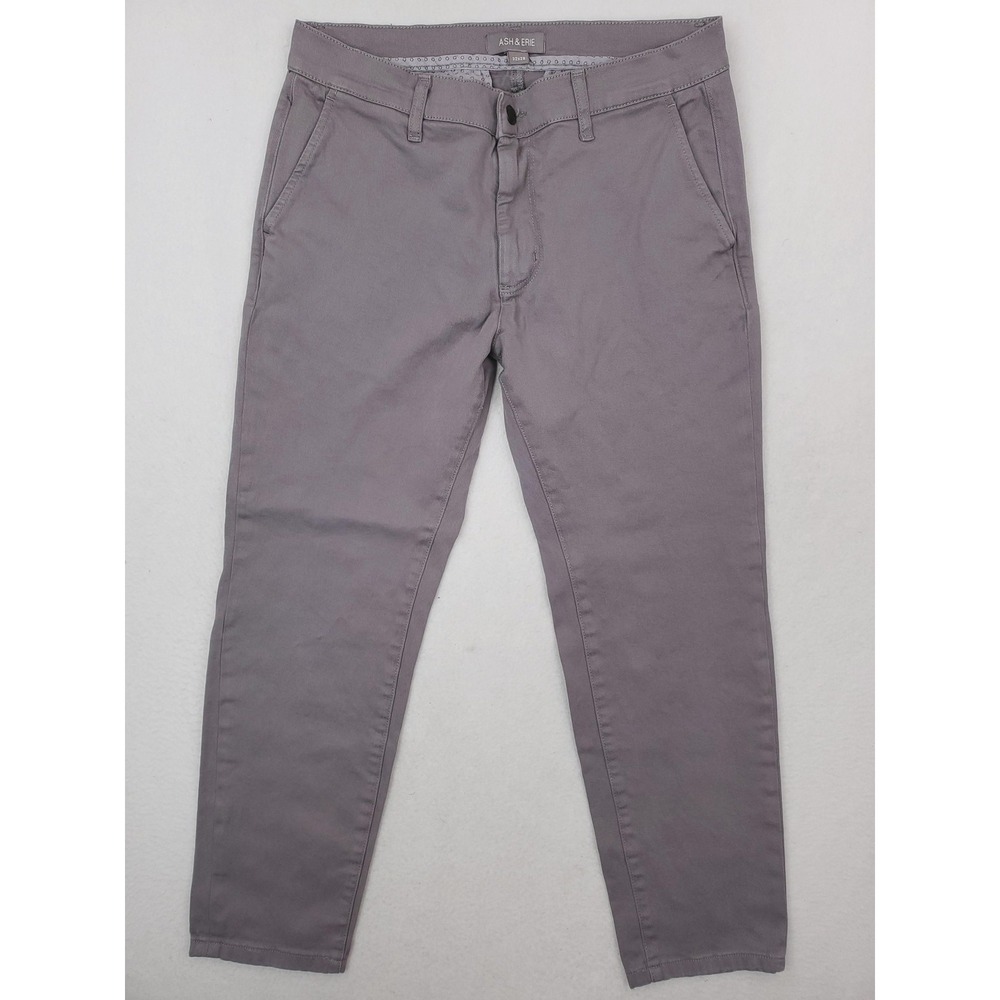 Ash & Erie Pants Mens 32x28 Gray Chino Tapered Stretch Casual Canvas Cotton